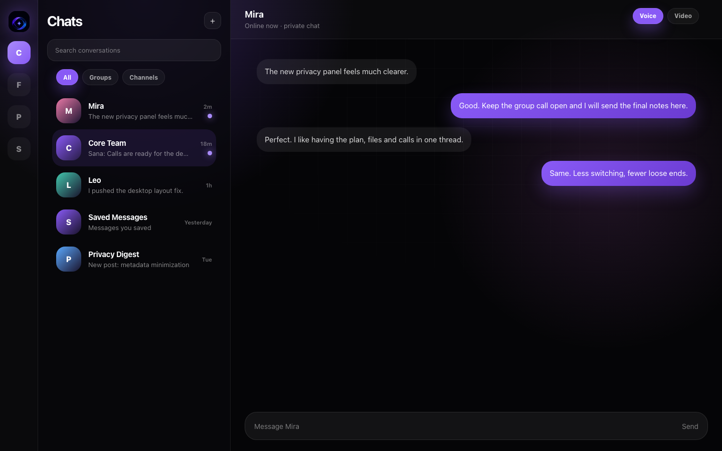 Ethamor desktop messenger preview