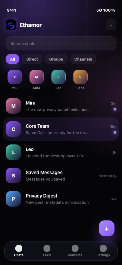 Ethamor chat screen
